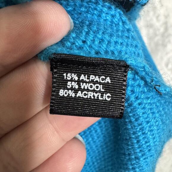 Alpaca Connection Sweater Womens Medium Blue Hooded Zip Llama Knit Cardigan - Picture 5 of 10